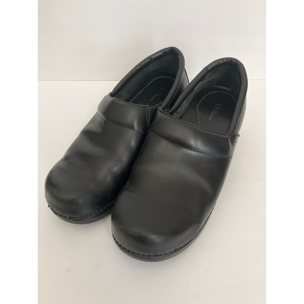 L.L. Bean Black Leather Platform Clogs Women’s Size 11